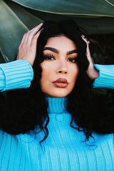 Turqouise Knit High Neck Jumper - Jaelynn-Jumper