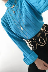 Turqouise Knit High Neck Jumper - Jaelynn-Jumper