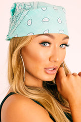 Turquoise Paisley Print Bandana Hair Scarf - Evalynn-Hair
