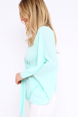 Turquoise Wrap Tie Crop Blouse - Kay-Tops