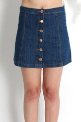 Una Denim Button Front Skirt-Skirts