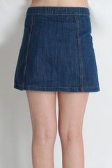 Una Denim Button Front Skirt-Skirts