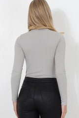 Una Grey Tie Front Bodysuit-Bodysuits