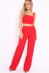 VD - Red Crop Top and Trousers Co-ord Set - Kimmy-Co-ords