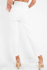 VD - White Belted Tapered Peg Trousers - Jessika-Trousers