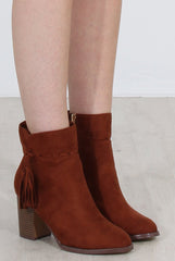 Valentino Tan Tassel Ankle Boots-Boots