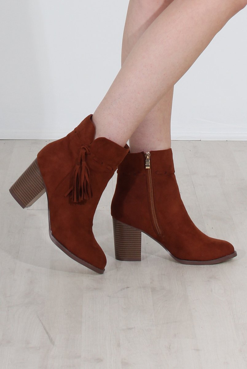 Valentino Tan Tassel Ankle Boots-Boots