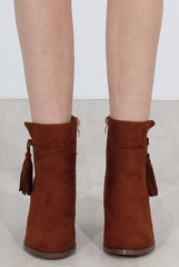 Valentino Tan Tassel Ankle Boots-Boots