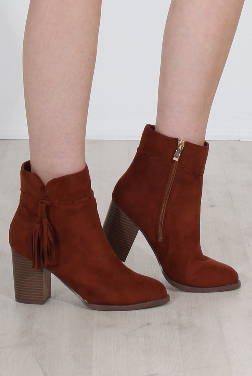 Valentino Tan Tassel Ankle Boots-Boots