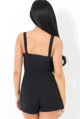Veronica Black Cut Out Playsuit-Playsuits