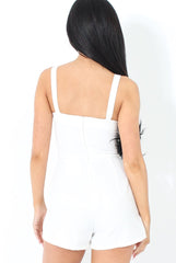 Veronica White Cut Out Playsuit-Playsuits