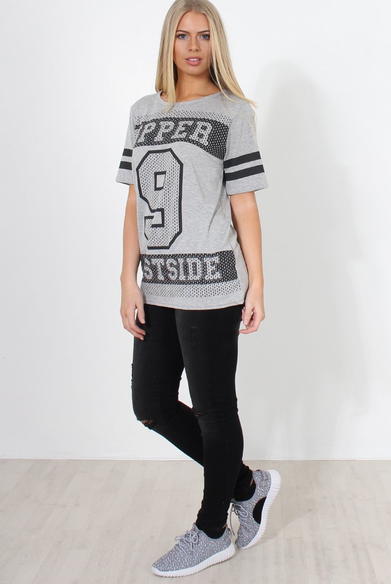 Vixon Grey Slogan Tshirt-Shirts