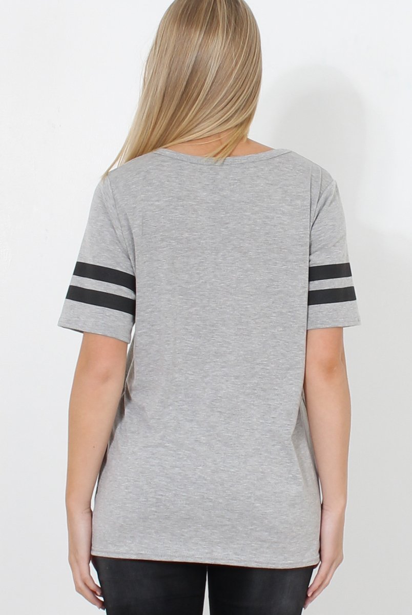 Vixon Grey Slogan Tshirt-Shirts