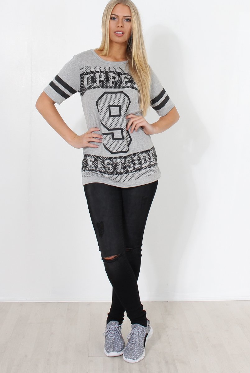 Vixon Grey Slogan Tshirt-Shirts