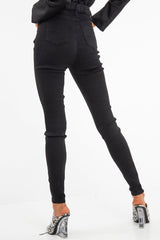 Washed Black High Waist Skinny Fit Denim Jeans - Anatalia-Jeans