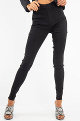 Washed Black High Waist Skinny Fit Denim Jeans - Anatalia-Jeans