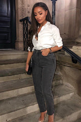 Washed Black Wide Leg Denim Jeans - Annalya-Jeans