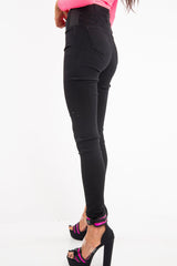 Washed Black Zip Front Skinny Denim Jeans - Bryana-Jeans