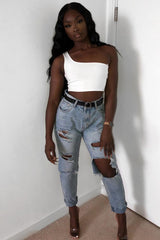 Washed Blue Distressed Jeans - Gilly-Jeans