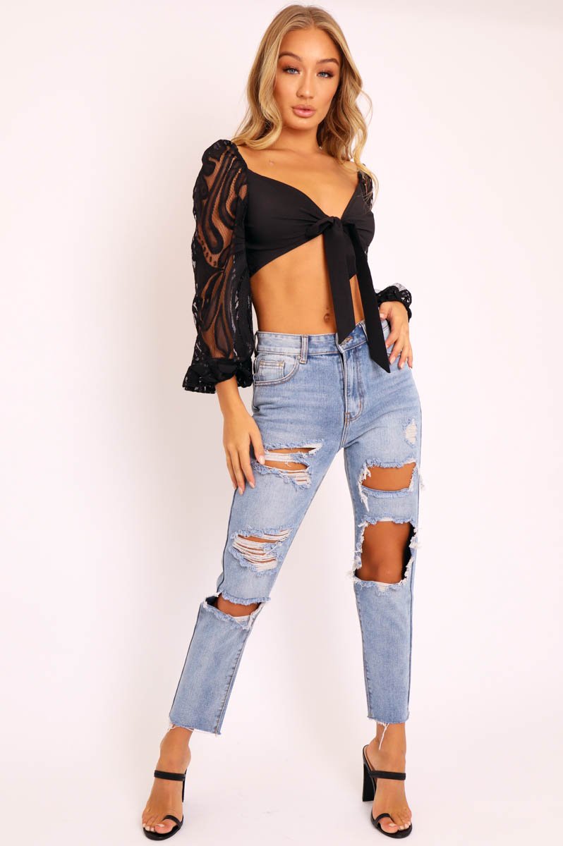Washed Blue Distressed Jeans - Gilly-Jeans