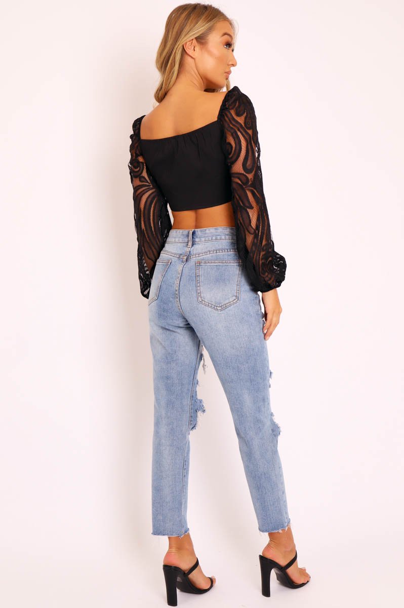 Washed Blue Distressed Jeans - Gilly-Jeans