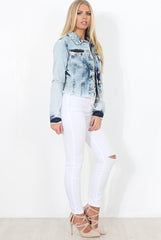 Washed Denim Crop Jacket - Laura-Jackets