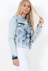 Washed Denim Crop Jacket - Laura-Jackets