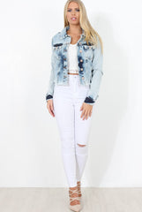 Washed Denim Crop Jacket - Laura-Jackets