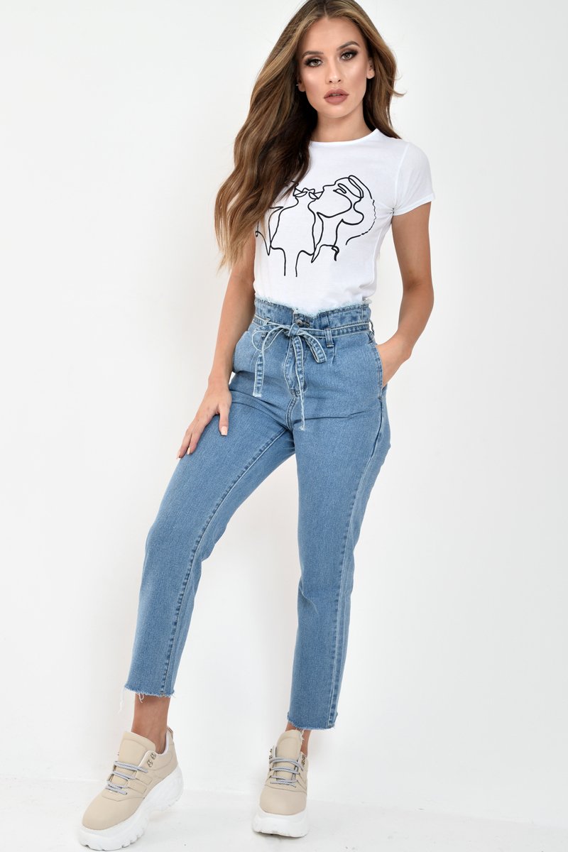 White Abstract Kissing T-Shirt - Raela-Tops