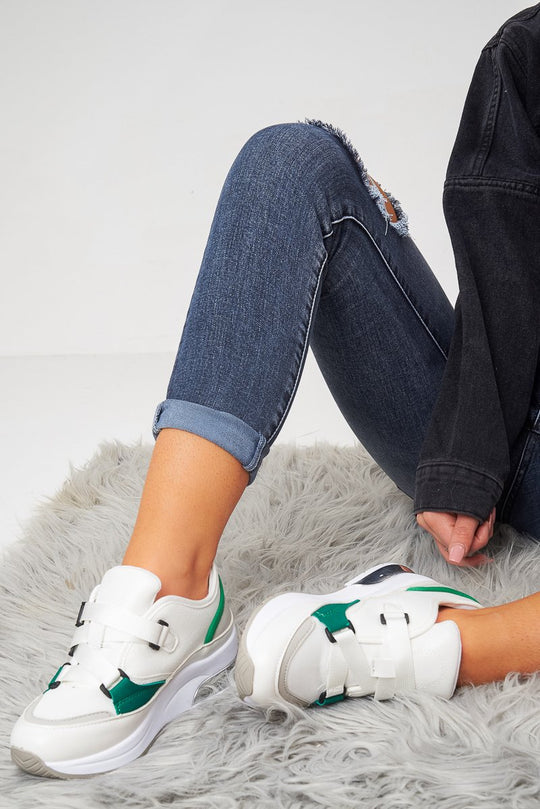 White Adjustable Strap Trainers - Zeva