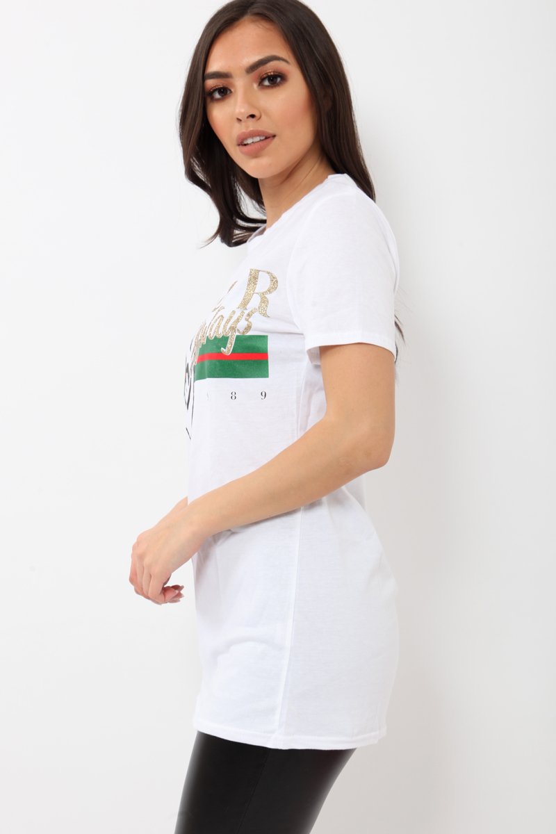 White Amour Always Slogan T-shirt - Esmay-Tops