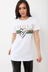 White Amour Always Slogan T-shirt - Esmay-Tops