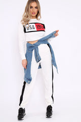 White And Black USA Side Stripe Tracksuit - Simmy-Co-ords