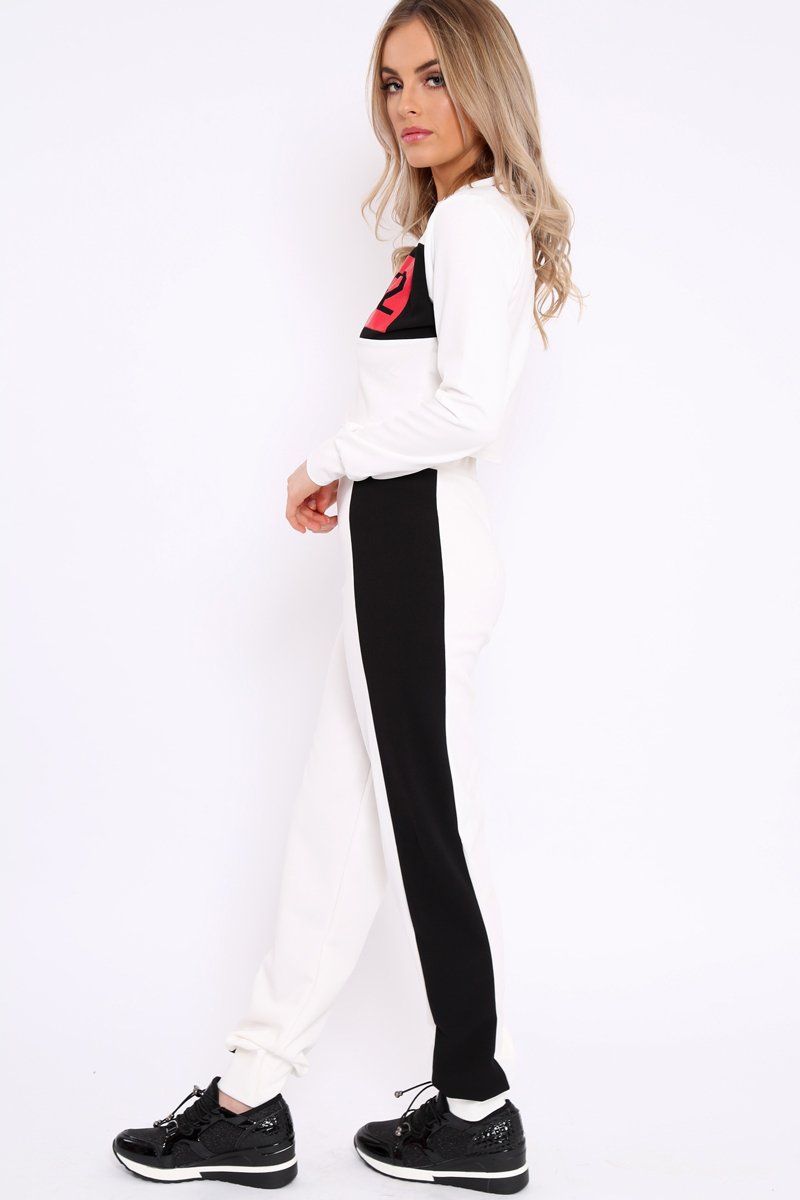 White And Black USA Side Stripe Tracksuit - Simmy-Co-ords