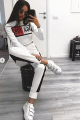 White And Black USA Side Stripe Tracksuit - Simmy-Co-ords