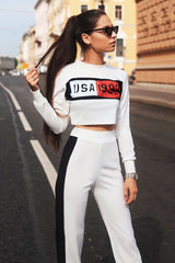 White And Black USA Side Stripe Tracksuit - Simmy-Co-ords
