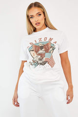 White Arizona Slogan T-shirt - Jelina-T-shirt