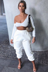 White Asymmetric Crop Top - Nicki-Crop Tops