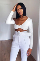White Asymmetric Crop Top - Nicki-Crop Tops