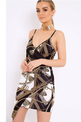 White Asymmetrical Rope Print Dress - Divina-Dresses