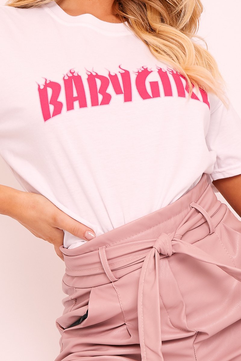 White Baby Girl Pink Flames T-shirt - Zeila-T-shirt