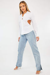 White Backless Cut Out Shirt - Maja-Shirts