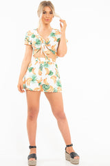 White Banana Crop Top and Short Co-ord - Gabi-Co-ords
