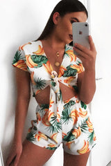 White Banana Crop Top and Short Co-ord - Gabi-Co-ords