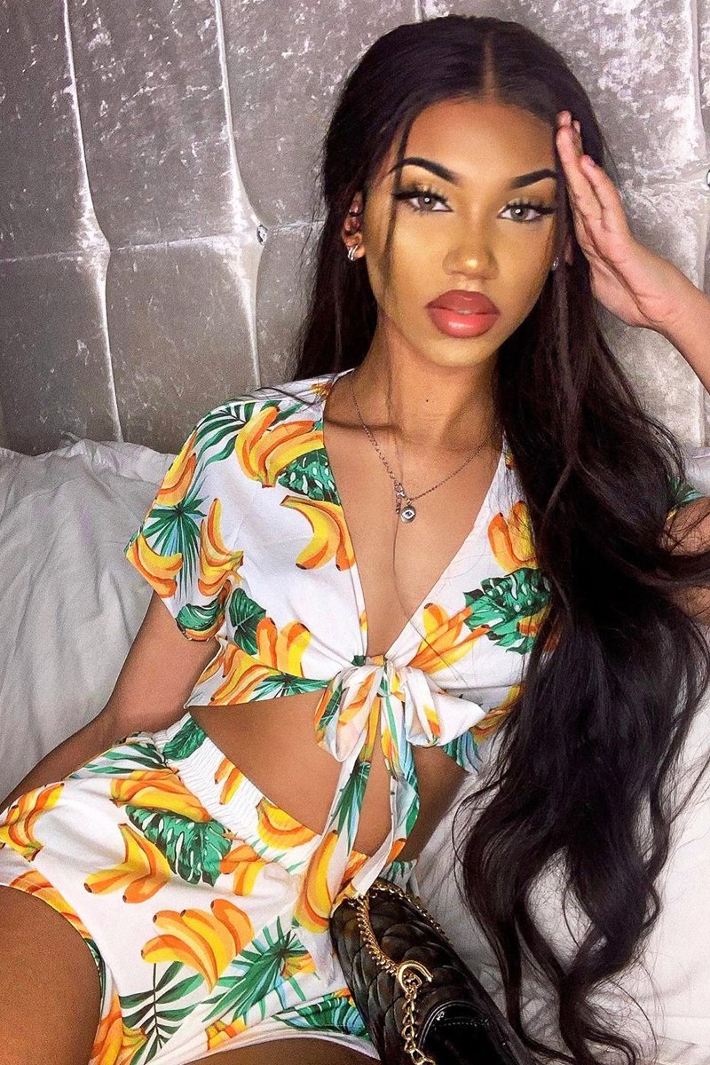White Banana Crop Top and Short Co-ord - Gabi-Co-ords
