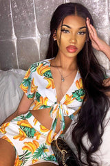 White Banana Crop Top and Short Co-ord - Gabi-Co-ords