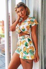 White Banana Crop Top and Short Co-ord - Gabi-Co-ords