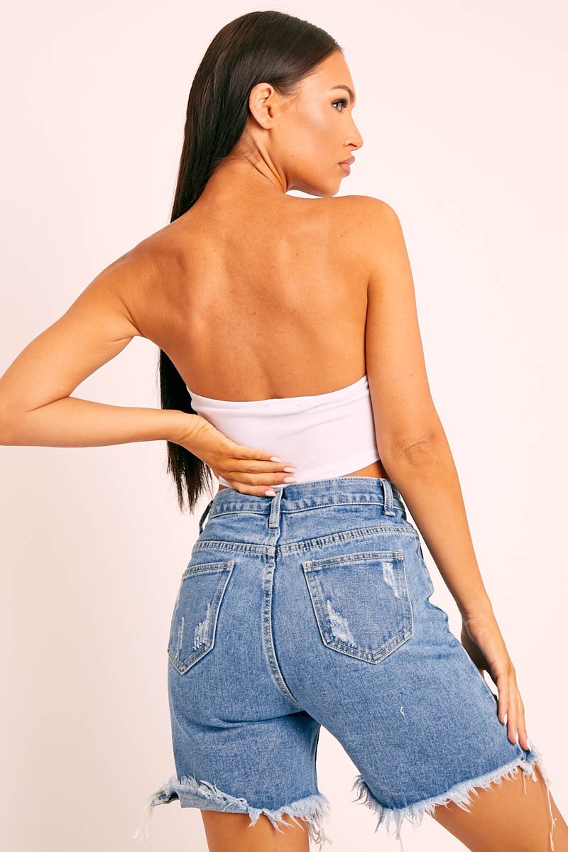 White Bandana Scarf Print Crop Top - Jacquelin-Crop Tops