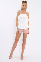White Bandeau Frill Top - Priah-Tops