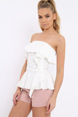 White Bandeau Frill Top - Priah-Tops